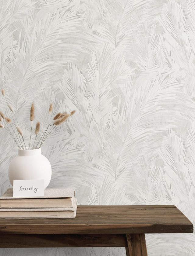 Mari Fog by Japandi Style Botanical Vinyl Wallpaper – Seabrook Designs JP11018