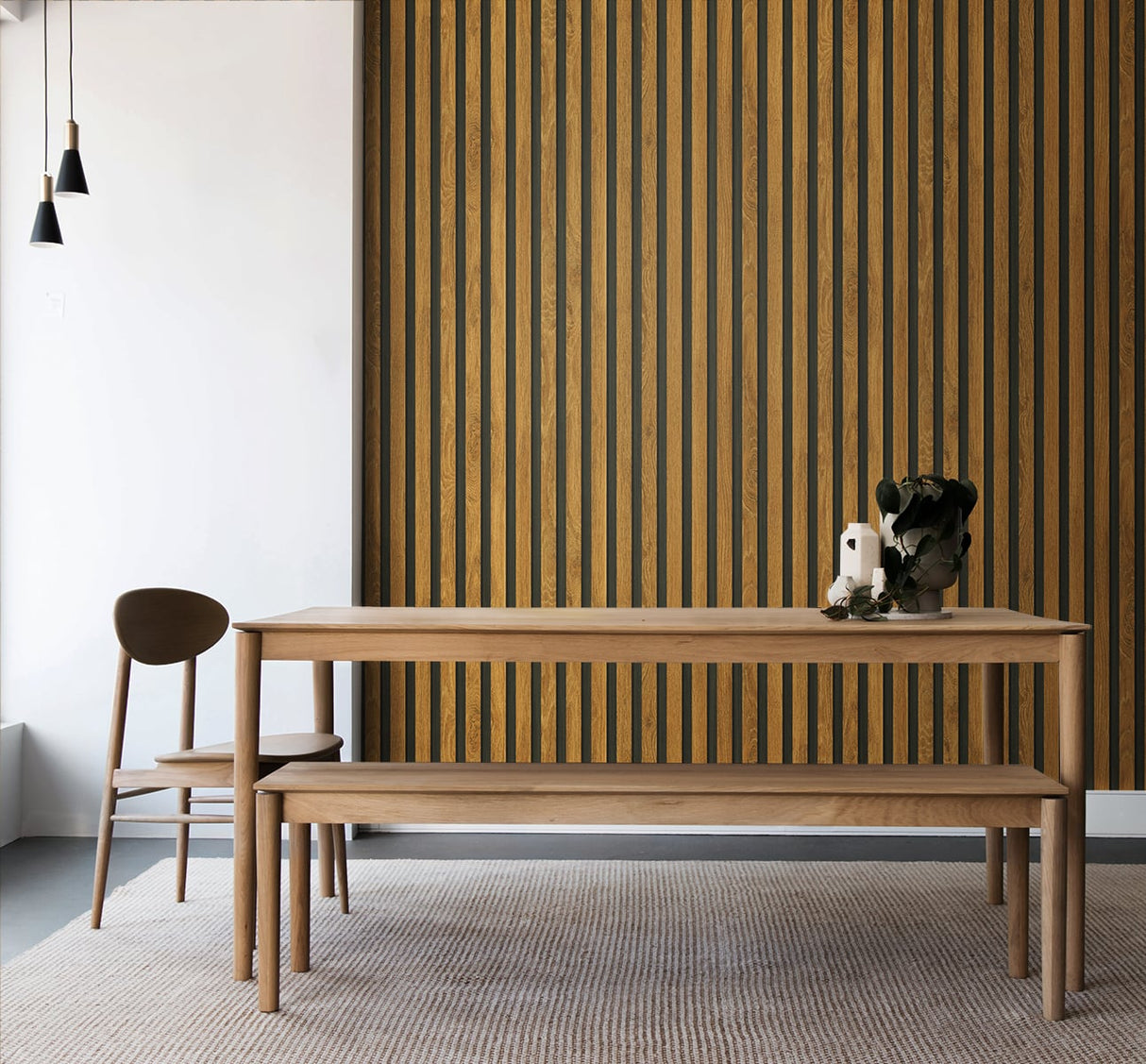 Jun Honey Brown by Japandi Style Wood Slat Wallpaper – Seabrook Designs JP11103