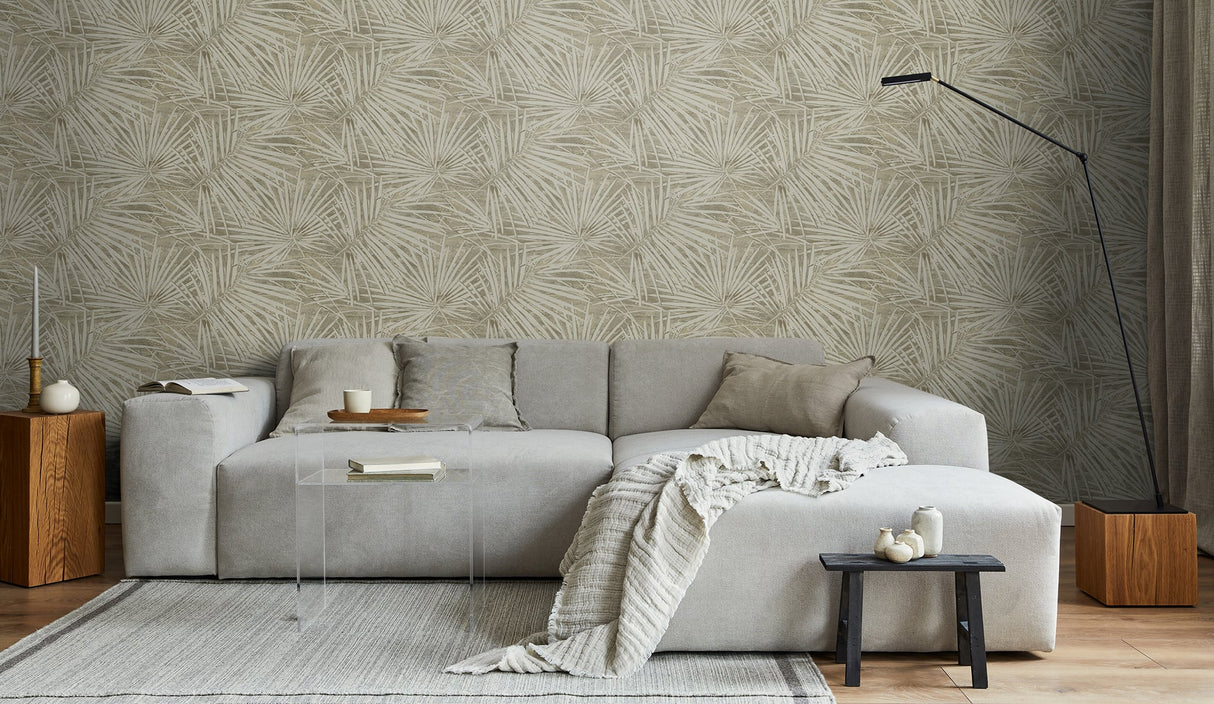 Rei Pavestone & Silver by Japandi Style Botanical Grasscloth Wall Mural – Seabrook Designs JP11805M