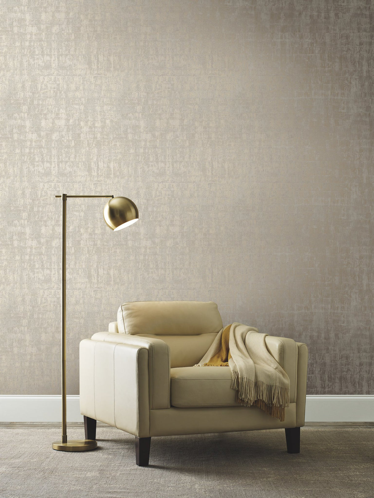 Liquid Metal Taupe Wallpaper with Textured Metallic Motif - York KT2132