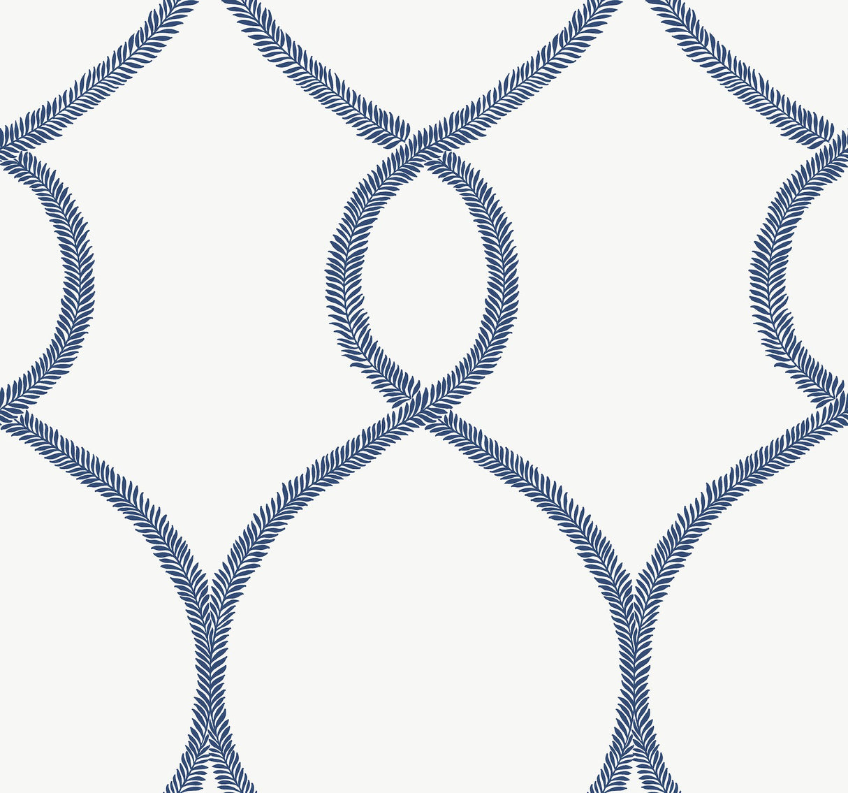 Laurel Leaf Ogee Navy Wallpaper with Trellis & Lattice Laurel Vine Motif - York KT2232