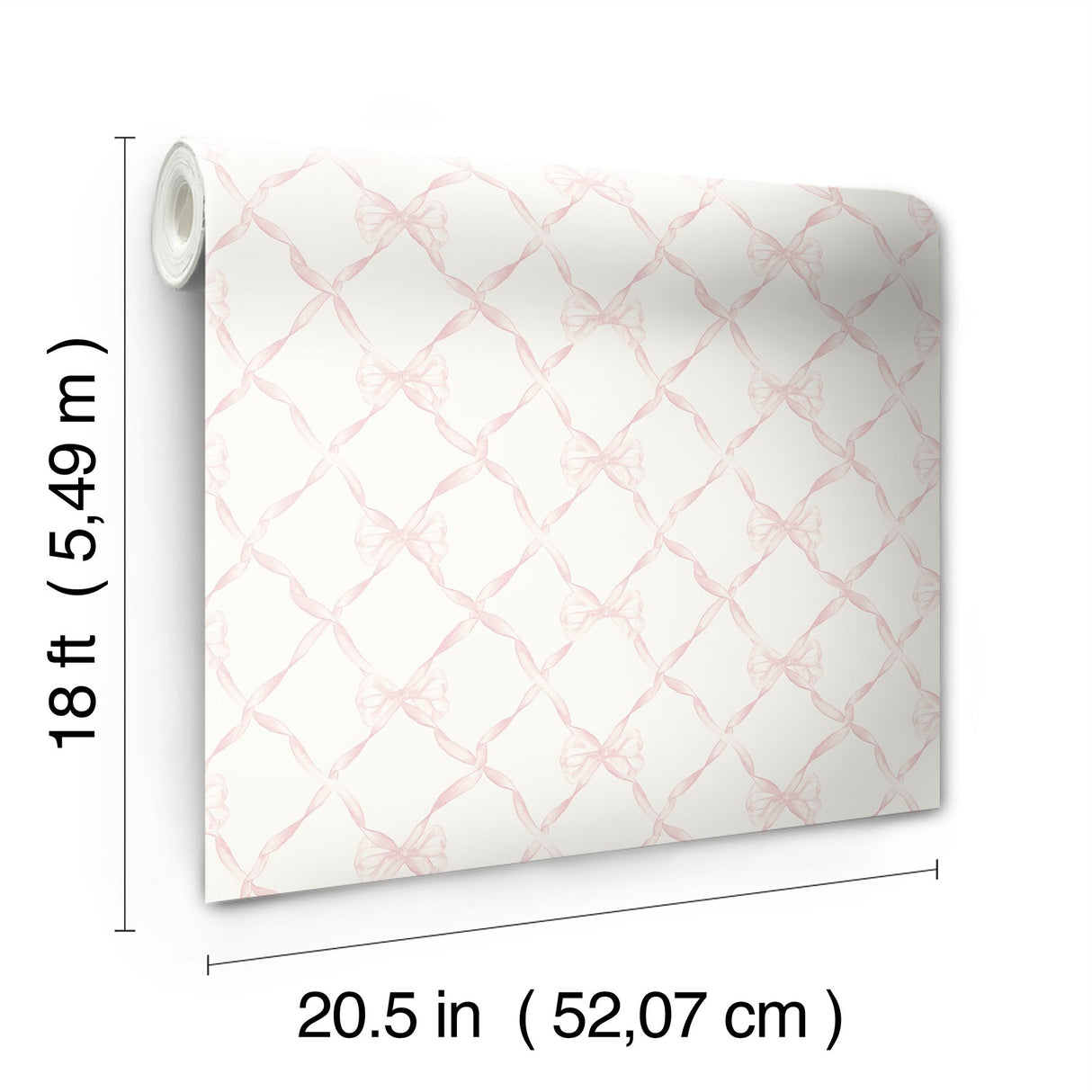 Baby Bow Pink Jam Peel & Stick Wallpaper with Whimsical Novelty Bow Trellis - NuWallpaper LFS5012