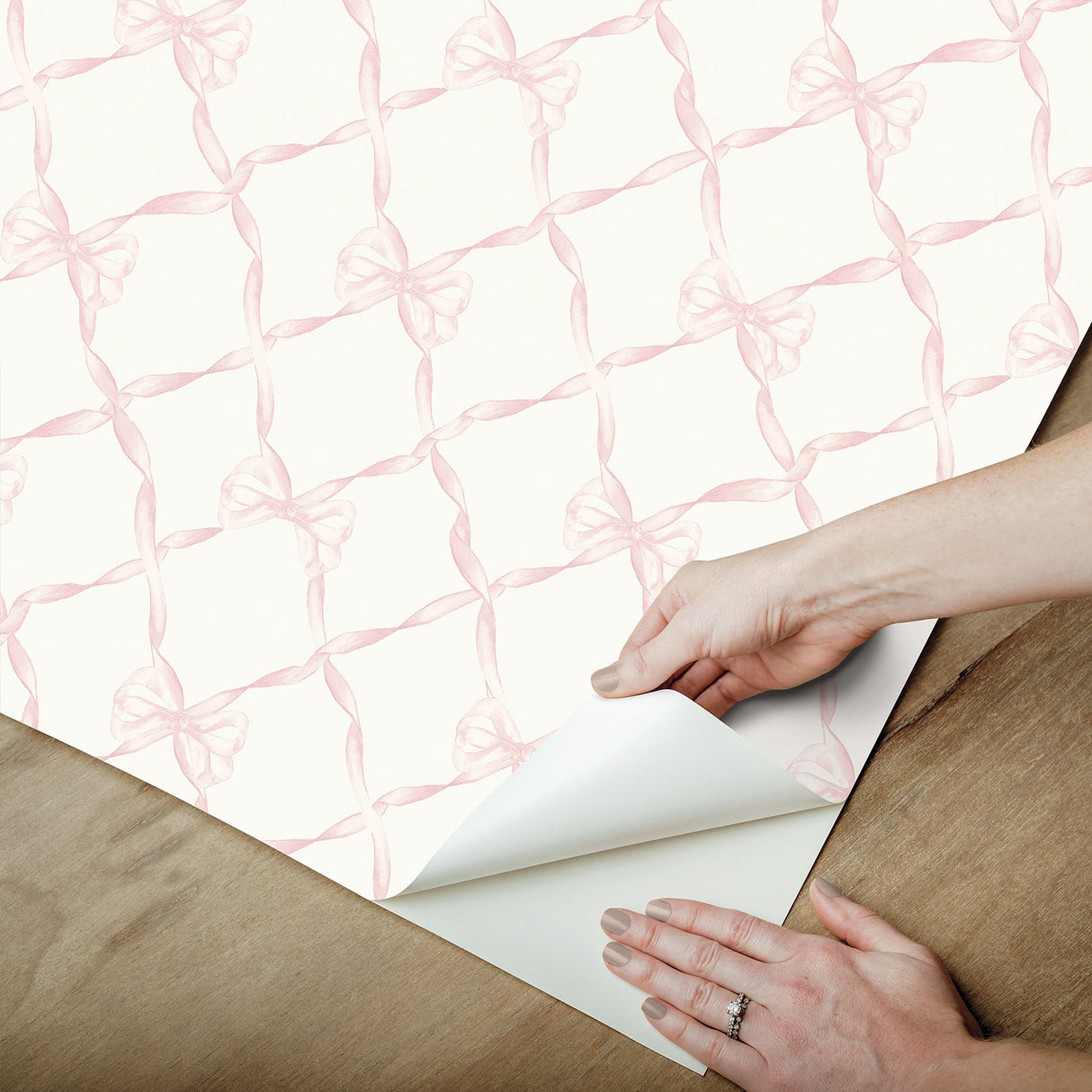 Baby Bow Pink Jam Peel & Stick Wallpaper with Whimsical Novelty Bow Trellis - NuWallpaper LFS5012