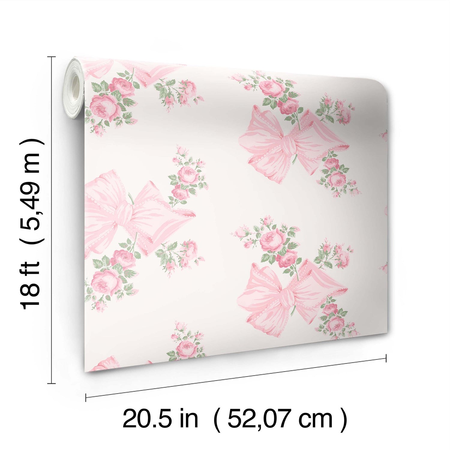 Rosa Beaux Pink Peel & Stick Wallpaper with Floral Bows - LFS6273