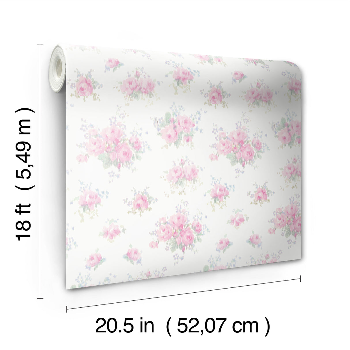 Pasadena Ikat Breezy Pastel LoveShackFancy x NuWallpaper Vintage-Inspired Pink Rose Floral Ikat Botanical Peel and Stick Wallpaper Roll - LFS6432