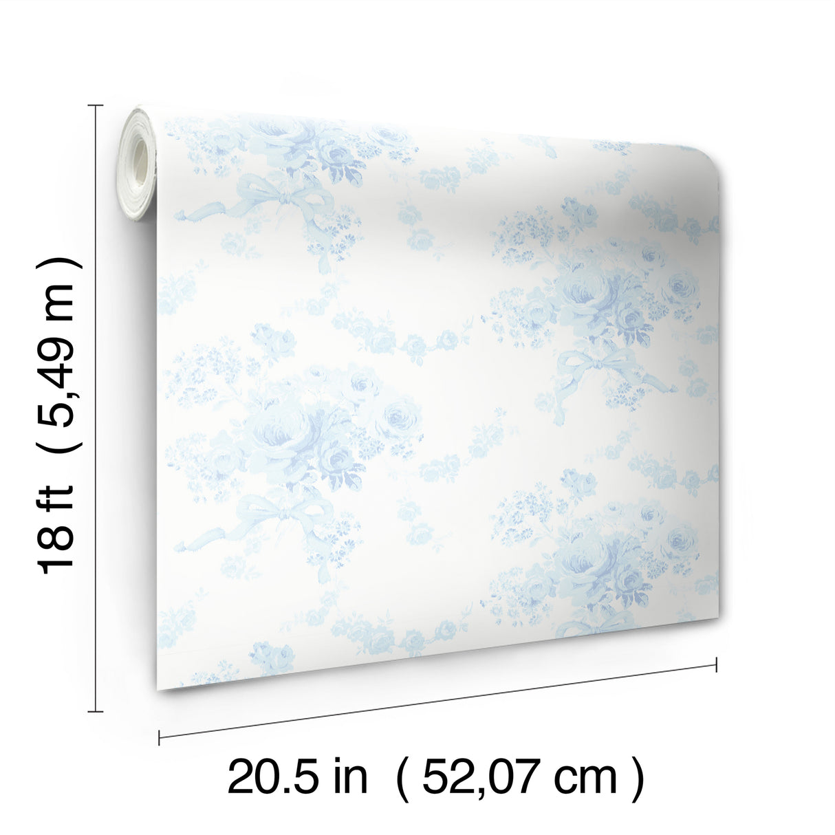 Champagne Harbor Powdered Blue by NuWallpaper LoveShackFancy Vintage Botanical Floral Rose Bouquet Garland Peel & Stick Wallpaper - LFS6434