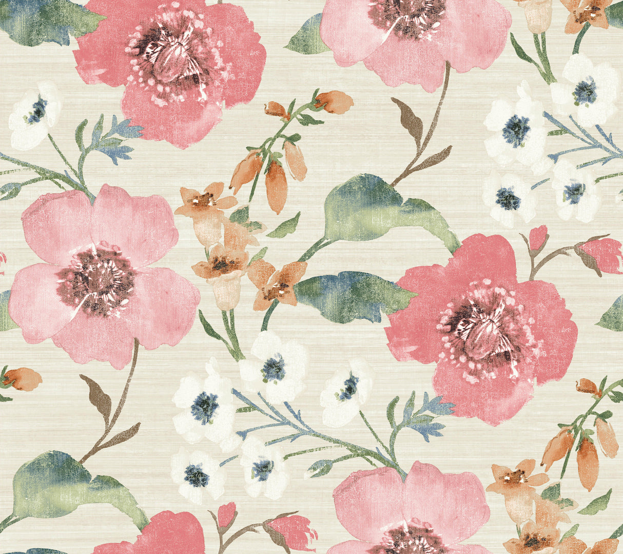 Evelyn Pink Floral Wallpaper by Antonina Vella - LL3200