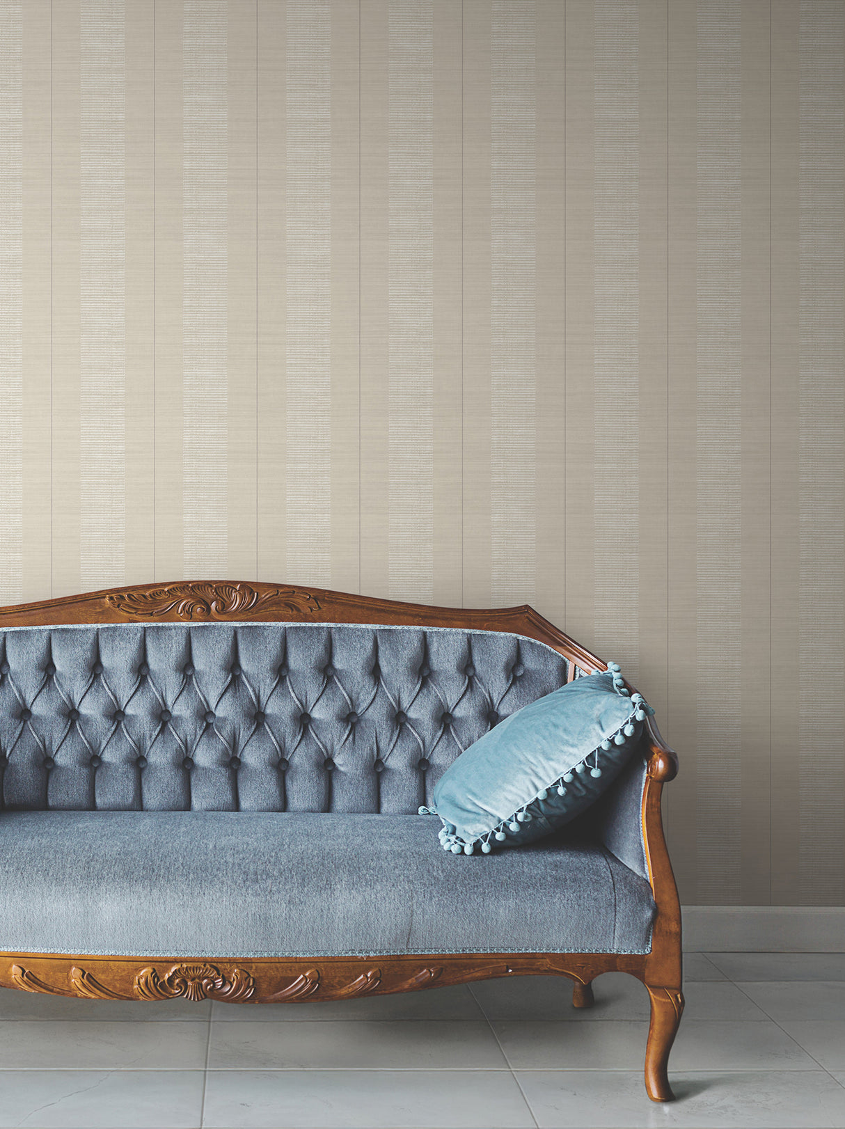 Colbert Stripe Taupe Textured Wallpaper by Antonina Vella Raised Ink Metallic Stripes Non Woven - LL3209