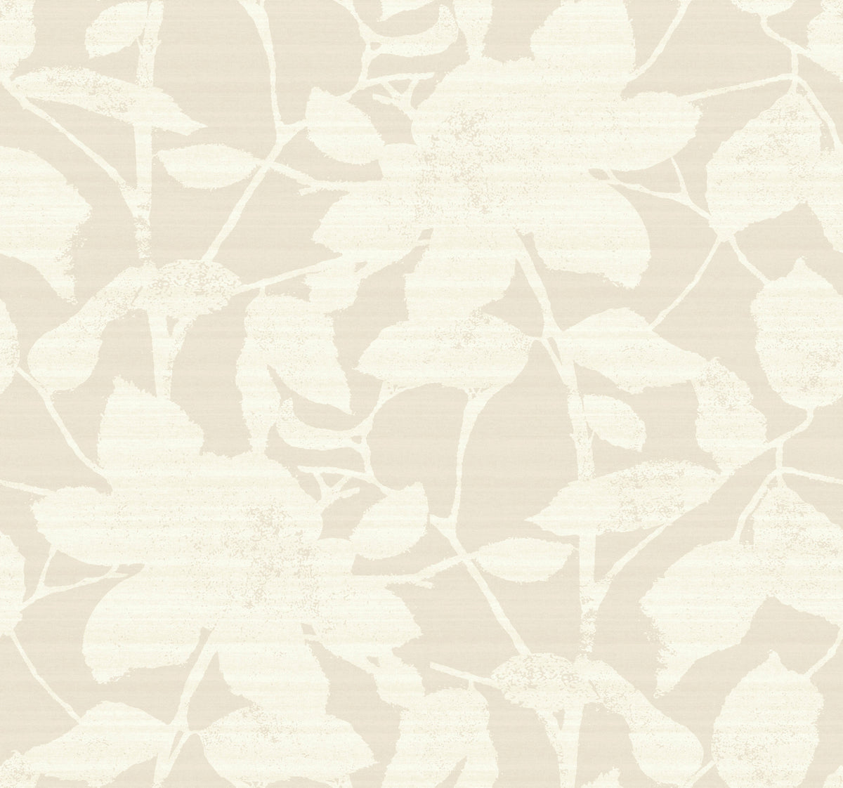 Solange Neutral Botanical Wallpaper LL3211 by Antonina Vella - ivory and taupe large-scale floral botanical pattern on non woven unpasted wallpaper