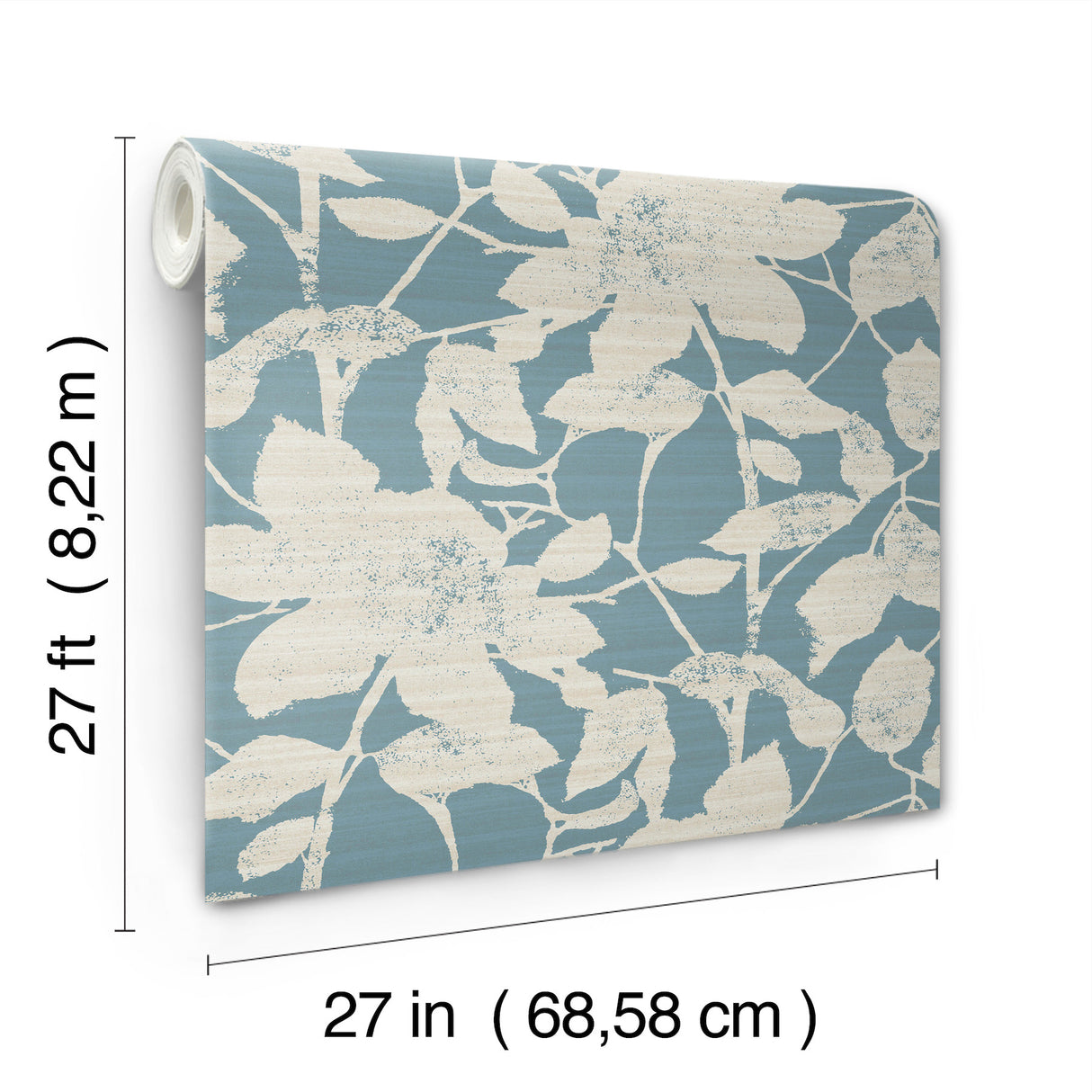 Solange Teal Botanical Wallpaper by Antonina Vella Non Woven Unpasted Straight Match Woodland Floral Sidewall from Layered Luxe Collection - LL3214