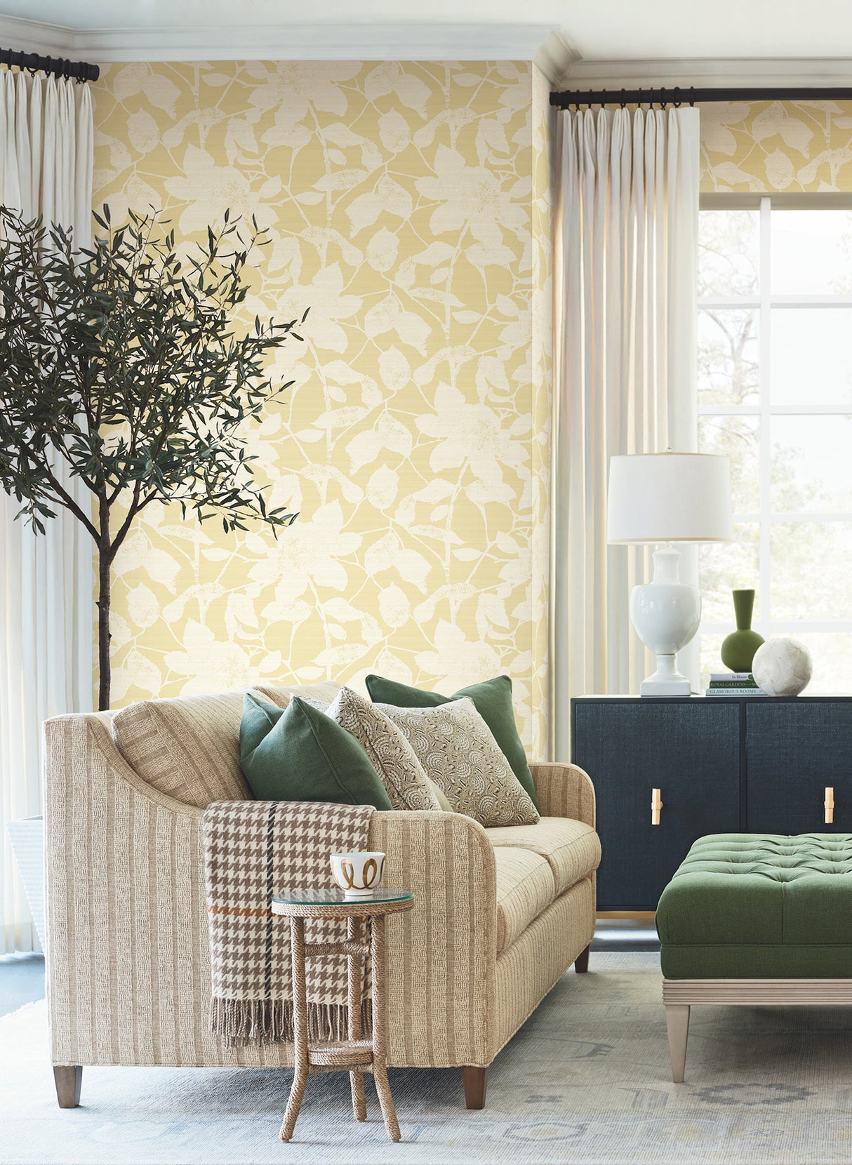 Solange Butter by Antonina Vella Traditional Botanical Woodland Floral Non Woven Unpasted Wallpaper from the Layered Luxe Collection - LL3215