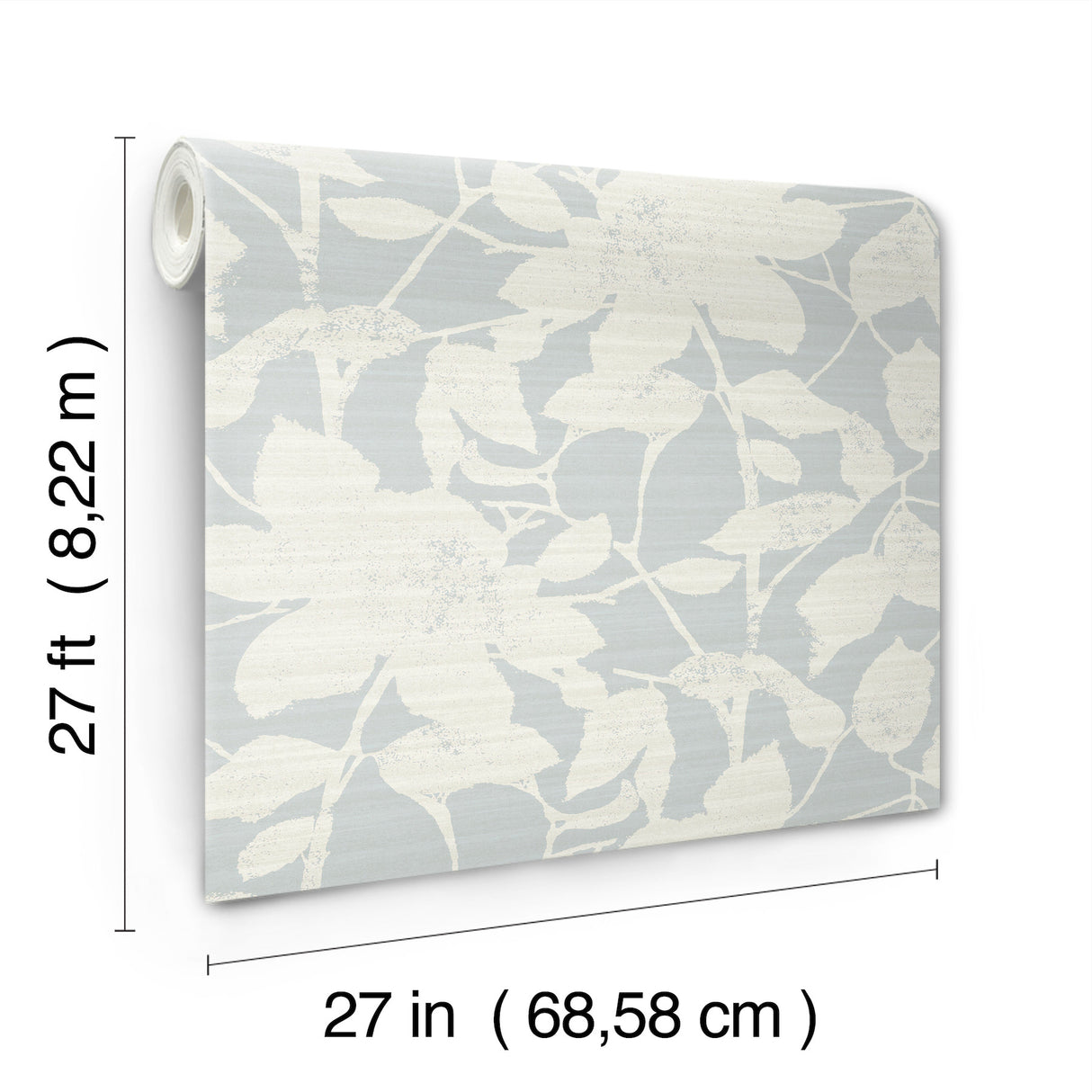 Solange Light Blue by Antonina Vella Large-Scale Botanical Floral Silhouette Non Woven Unpasted Wallpaper from the Layered Luxe Collection - LL3217
