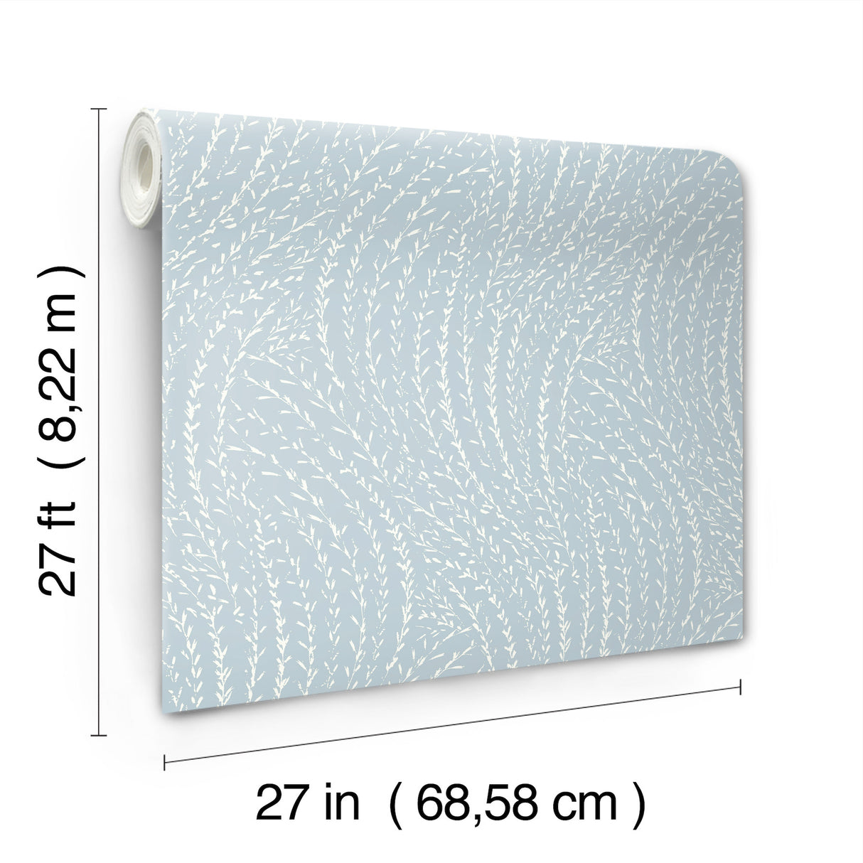 Willow Song Sky Blue by Antonina Vella Botanical Non Woven Unpasted Wallpaper from the Layered Luxe Collection - LL3223