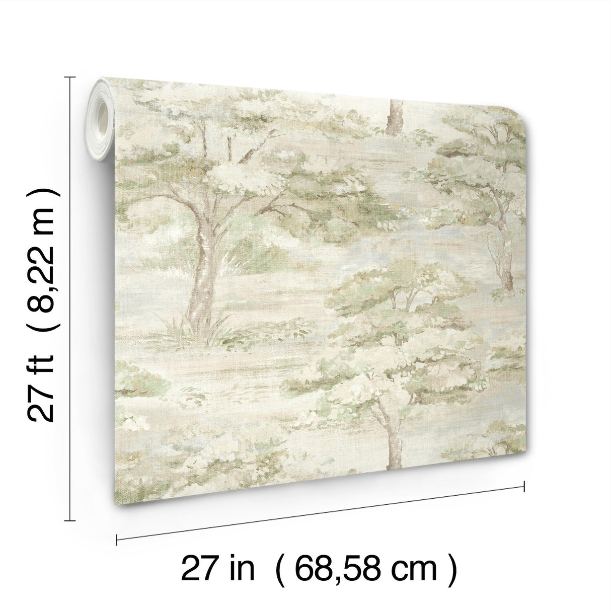 Moreno Green Woodland Wallpaper in Soft Greens Cream and Beige by Antonina Vella Traditional Scenic Botanical Unpasted Non Woven - LL3224