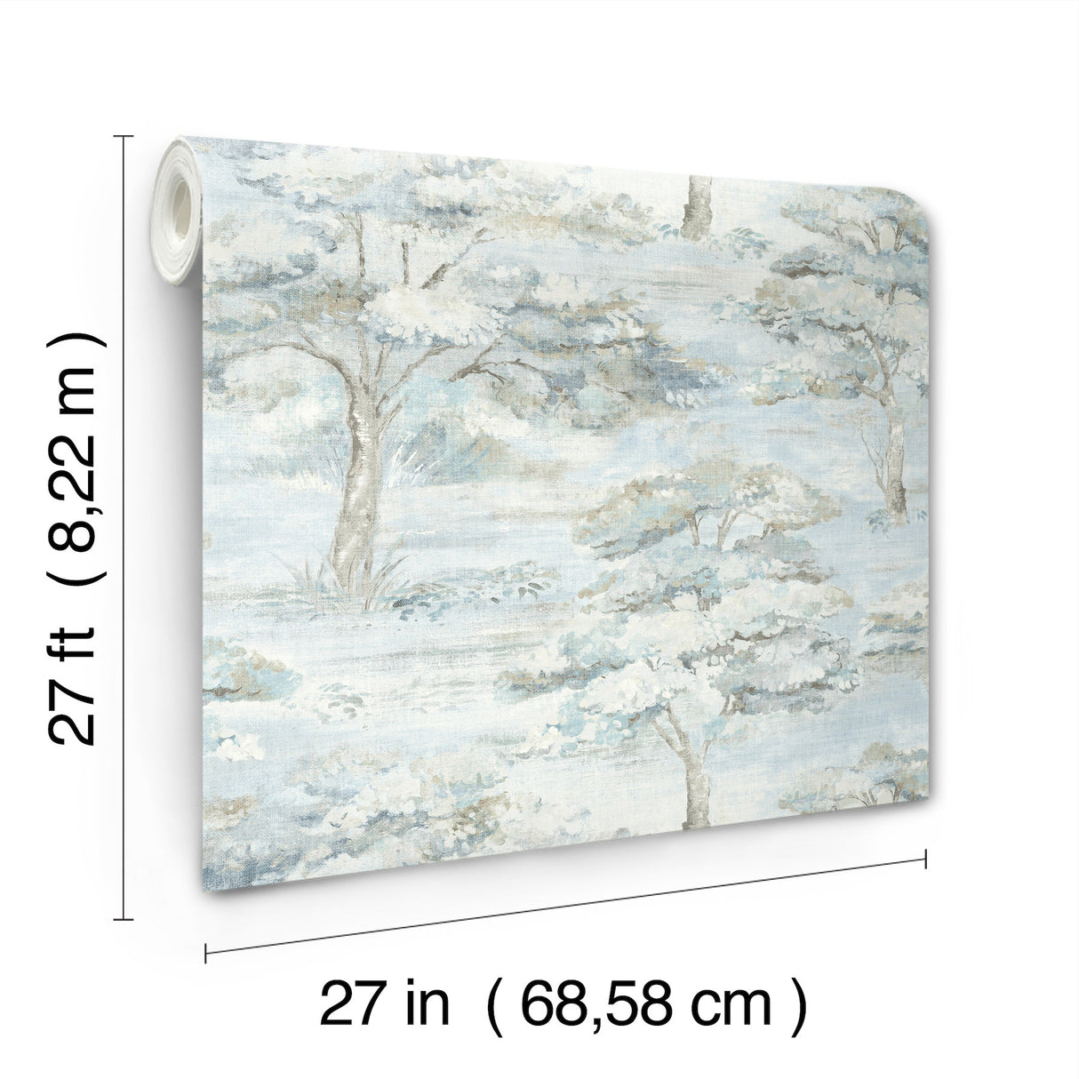 Moreno Blue Woodland Wallpaper by Antonina Vella Layered Luxe Traditional Botanical Scenic Unpasted Non Woven 27in x 27ft - LL3226