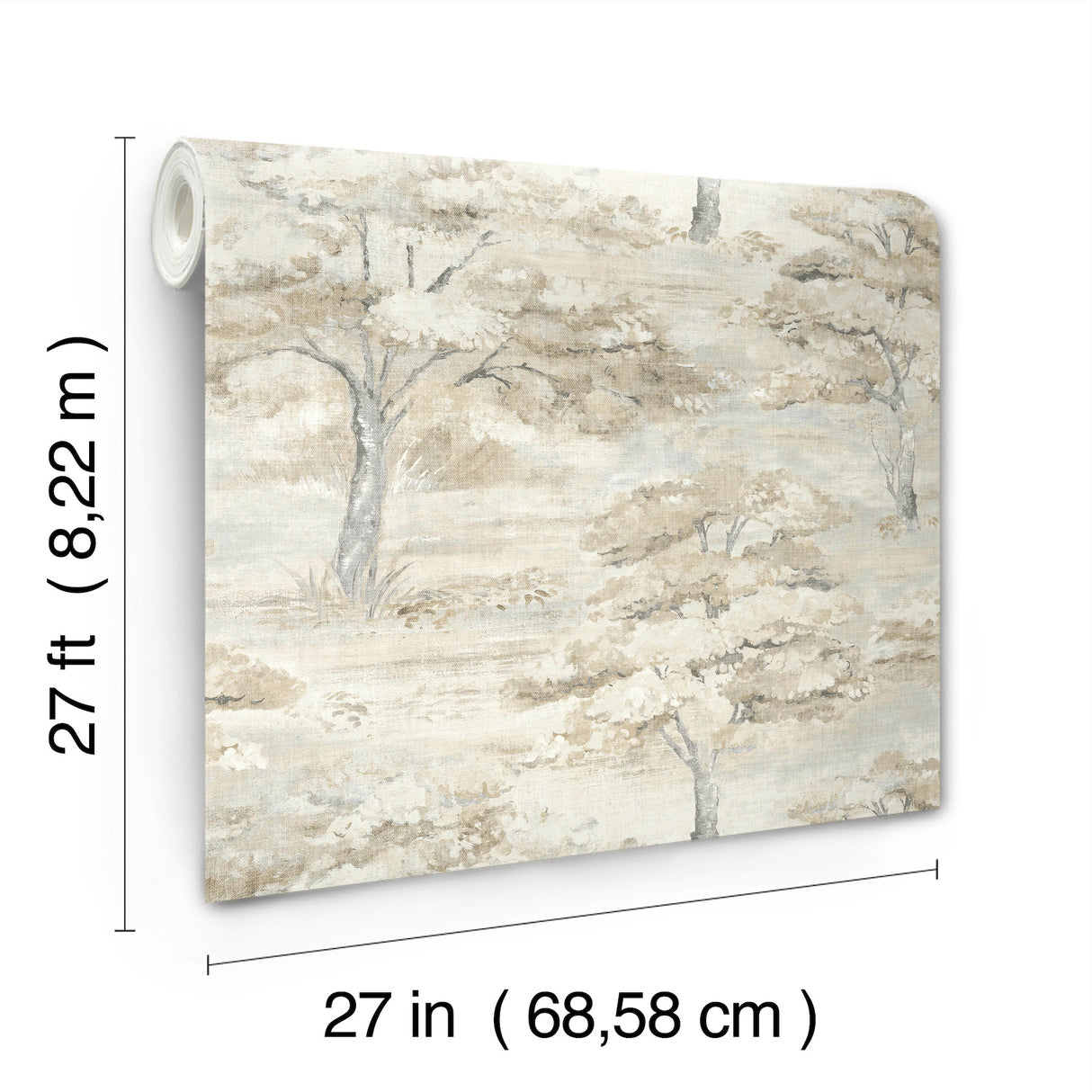 Moreno Neutral by Antonina Vella Scenic Woodland Trees Tapestry Botanical Traditional Non Woven Unpasted Wallpaper Roll 27in x 27ft - LL3227