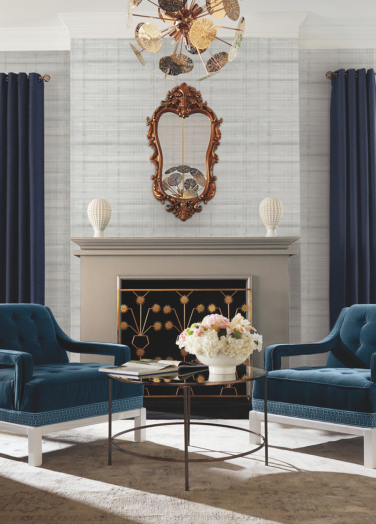 Vanishing Point Seafoam by Antonina Vella Striated Abstract Non Woven Unpasted Residential Wallpaper from Layered Luxe Collection - LL3244