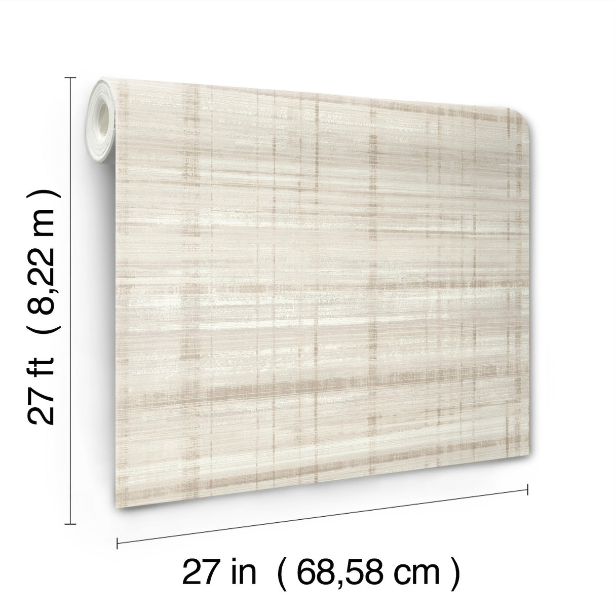 Antonina Vella Vanishing Point Neutral Striated Raised Ink Textured Wallpaper in Beige Taupe and White Layered Luxe Collection - LL3247