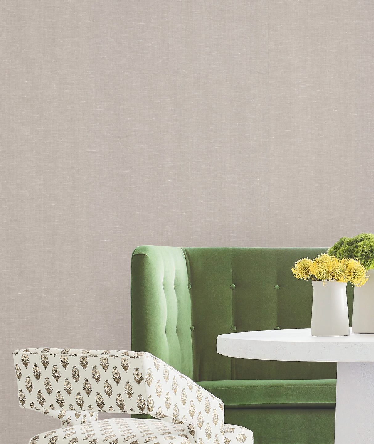 Hempfield Weave Beige by Antonina Vella Traditional Loomed Cotton and Hemp on Non Woven Unpasted Wallpaper Roll 36in x 24ft - LL4349