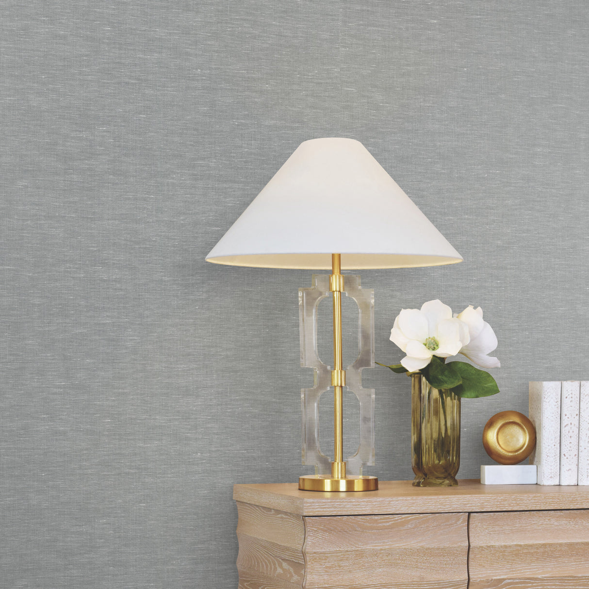 Hempfield Weave Sea Green by Antonina Vella Loomed Cotton and Hemp on Non Woven Unpasted Residential Wallpaper Roll 36 in x 24 ft - LL4352