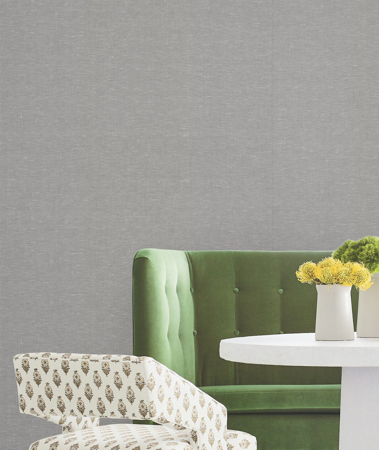 Hempfield Weave Charcoal by Antonina Vella Loomed Cotton and Hemp Non Woven Unpasted Wallpaper 36 in x 24 ft Layered Luxe - LL4353