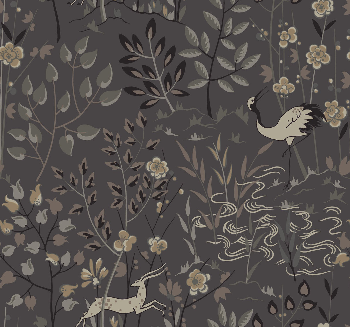 Aspen Grey Wallpaper with Pearlescent Woodland Animal Motif - York LL4785