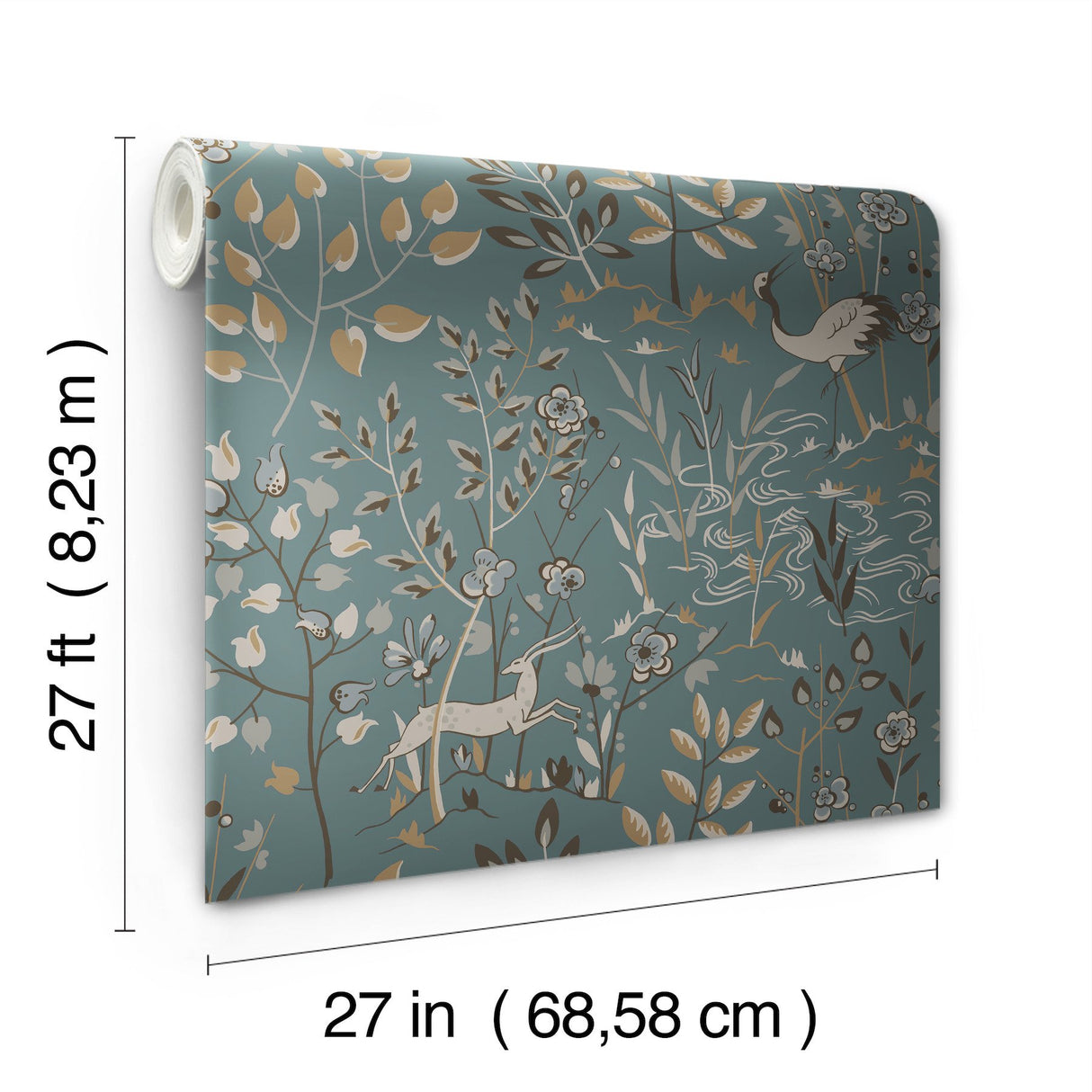 Aspen Teal & Brown Wallpaper with Whimsical Forest Animals and Foliage - York LL4786