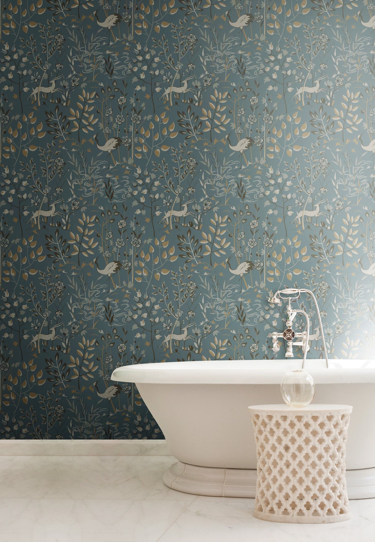 Aspen Teal & Brown Wallpaper with Whimsical Forest Animals and Foliage - York LL4786
