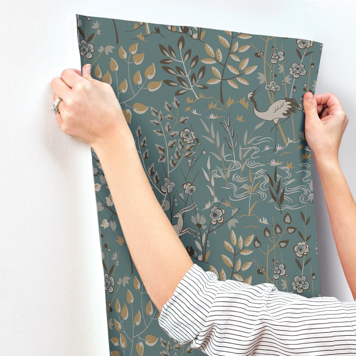 Aspen Teal & Brown Wallpaper with Whimsical Forest Animals and Foliage - York LL4786