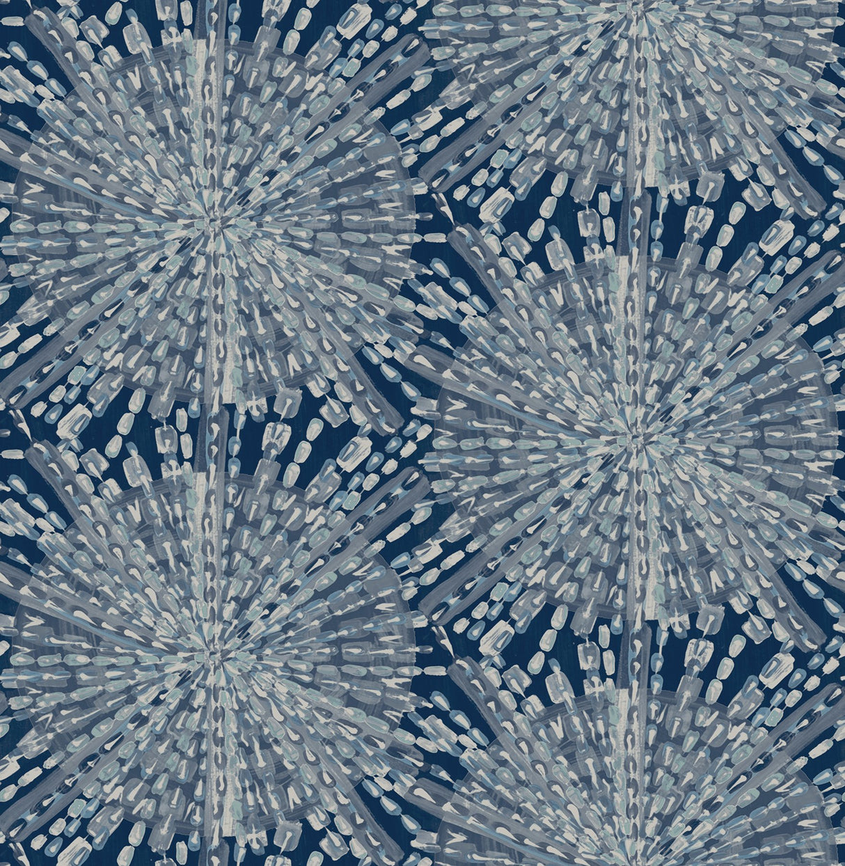 Sunburst Navy Peel & Stick Wallpaper with Metallic Geometric Bohemian Pattern - NuWallpaper LLS4116