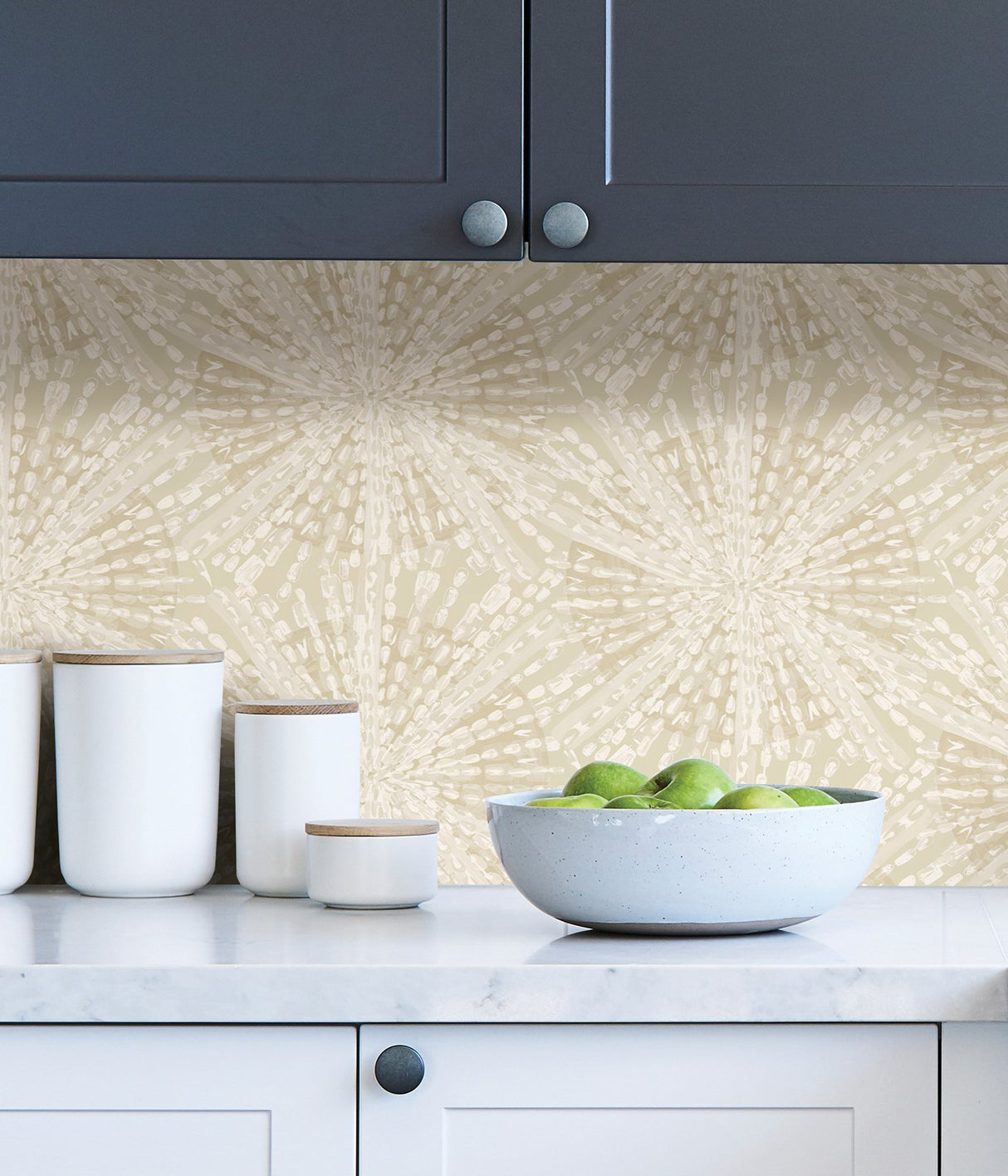 Sunburst Soft Gold Peel & Stick Wallpaper with Bohemian Geometric Pattern - NuWallpaper LLS4119