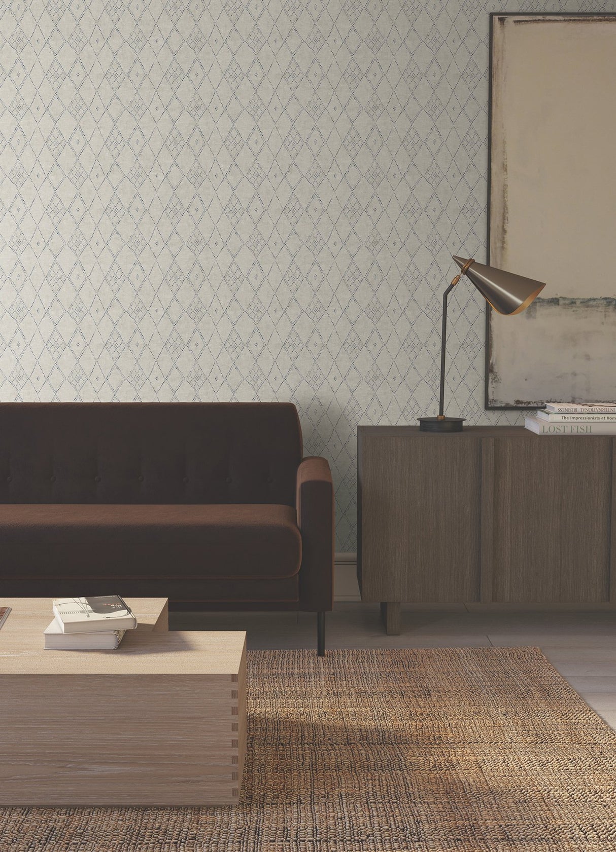 Souk Diamonds Sage Wallpaper with Geometric Diamond Motif - York LM5313
