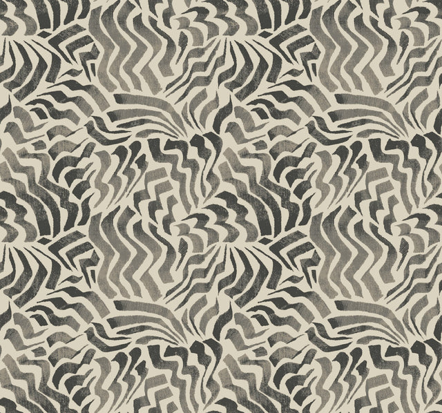Zora Wave Charcoal Wallpaper with Eclectic Weaves Pattern - York LM5324