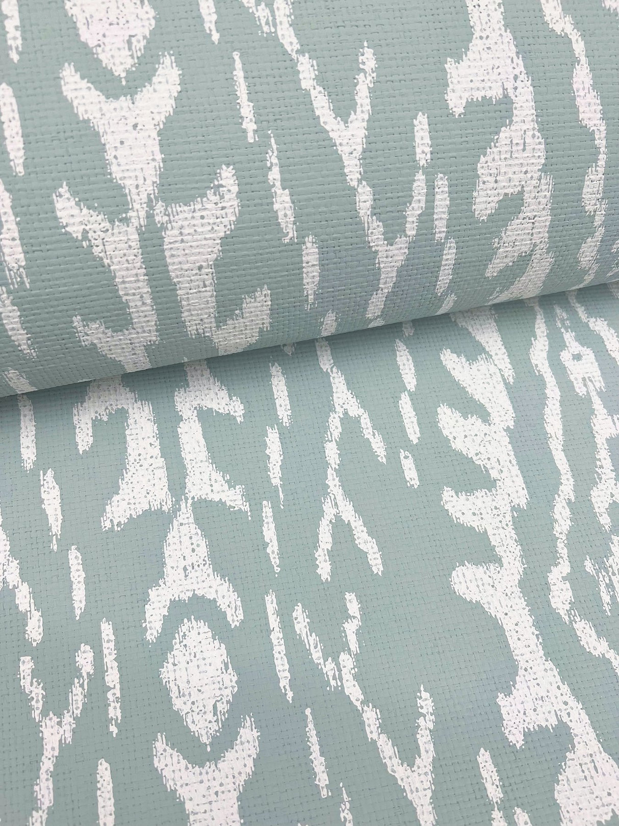 Rousseau Paperweave Sage Wallpaper with Ikat Diamond Geometric Motif - York LM5341