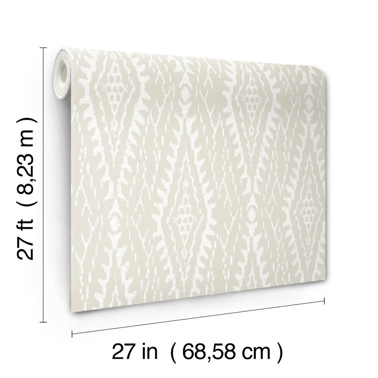 Rousseau Paperweave Warm Grey Wallpaper with Ikat Diamond Geometric Motif - York LM5345