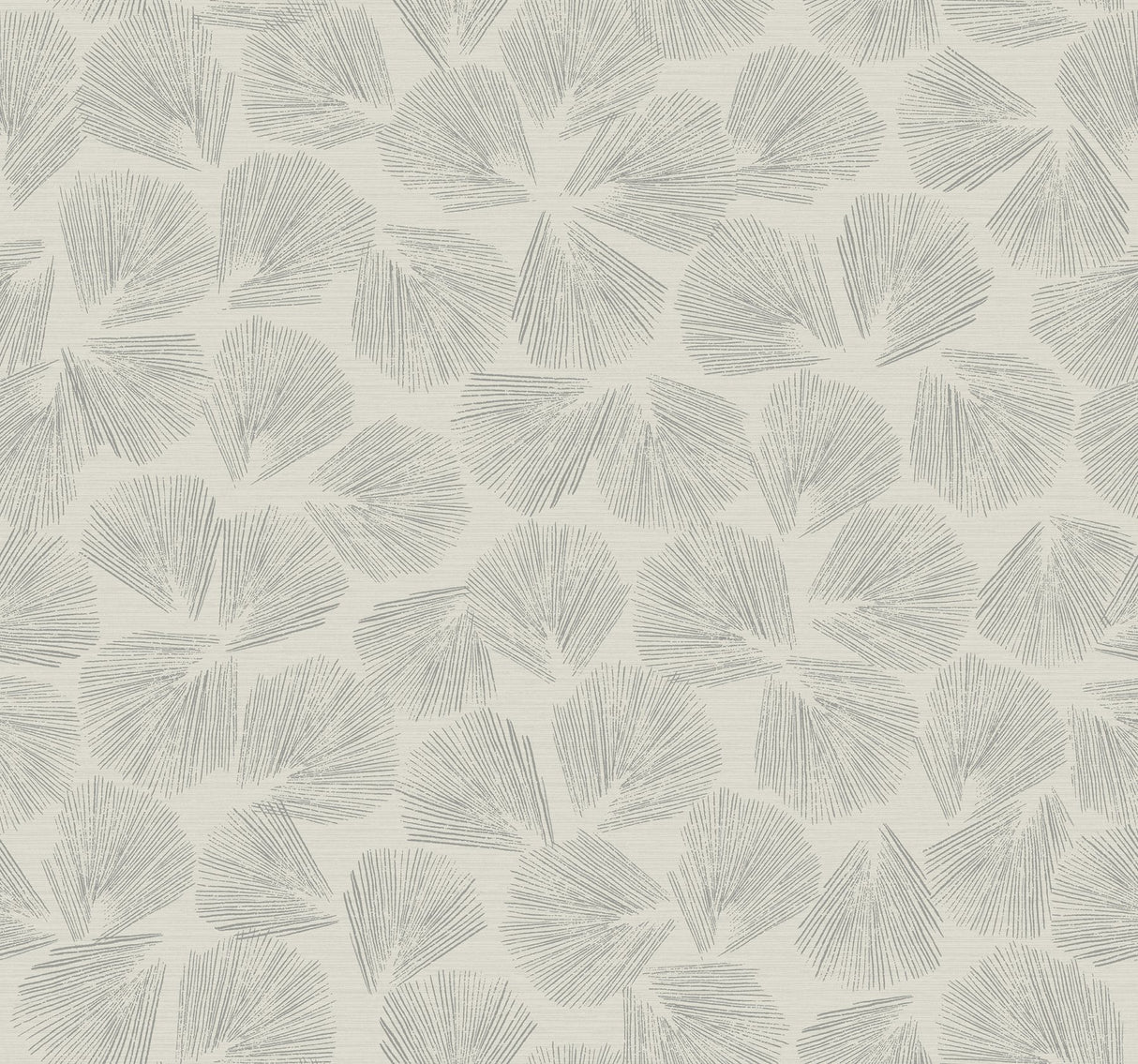 Elora Leaf Grey Wallpaper with Metallic Botanical Fan Motif - York LM5355