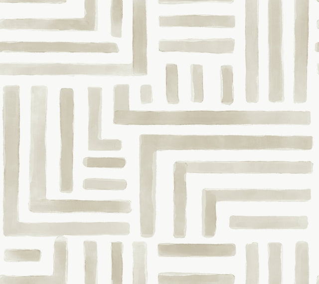 Painterly Labyrinth Light Neutral Geometric Non Woven Wallpaper - York LM5362