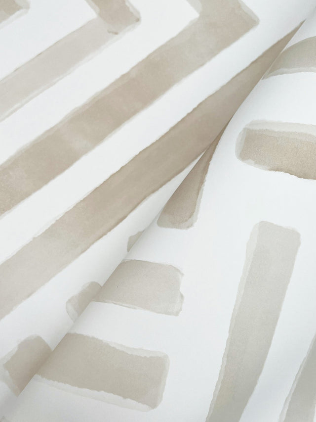 Painterly Labyrinth Light Neutral Geometric Non Woven Wallpaper - York LM5362