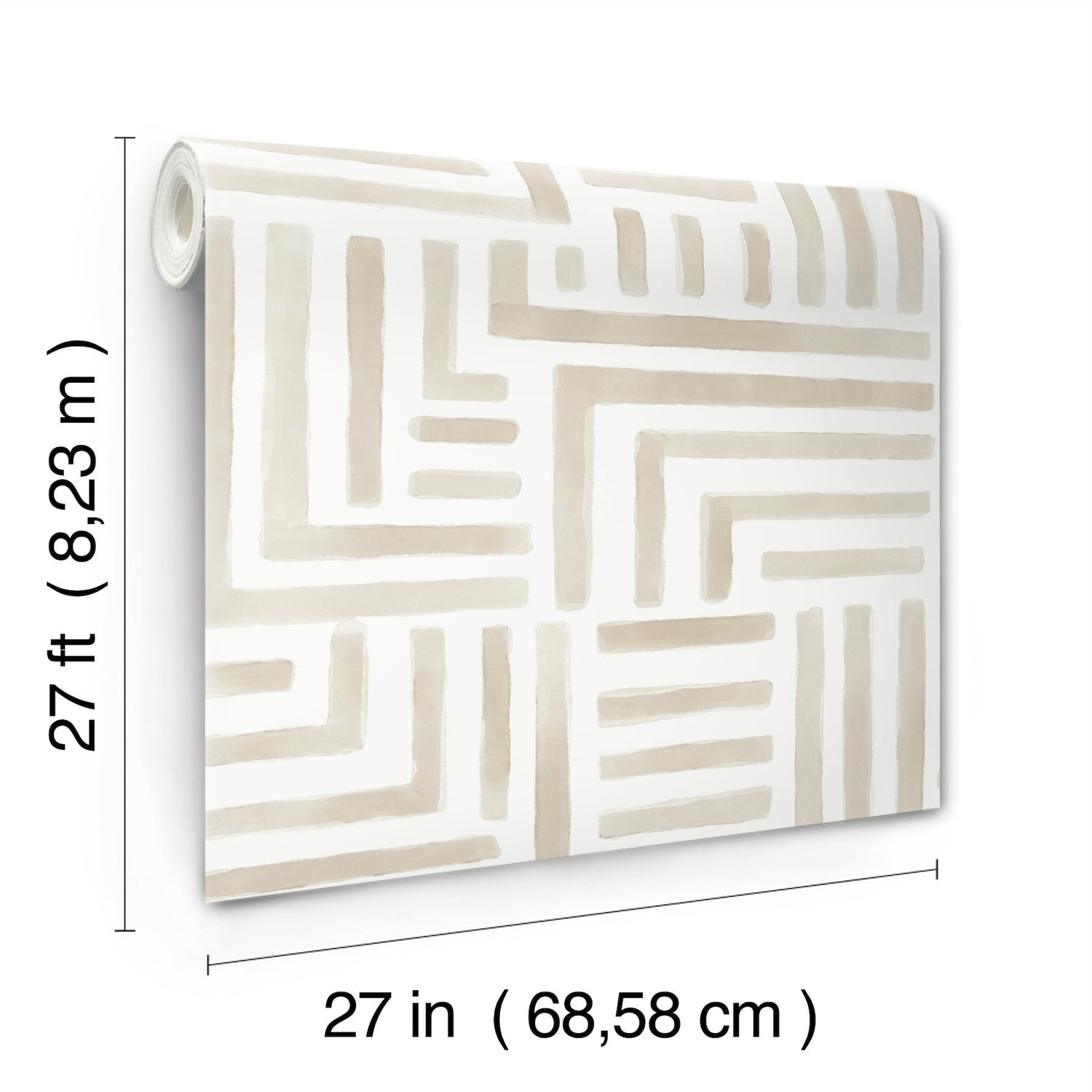 Painterly Labyrinth Light Neutral Geometric Non Woven Wallpaper - York LM5362