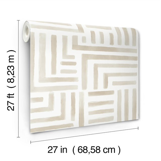 Painterly Labyrinth Light Neutral Geometric Non Woven Wallpaper - York LM5362