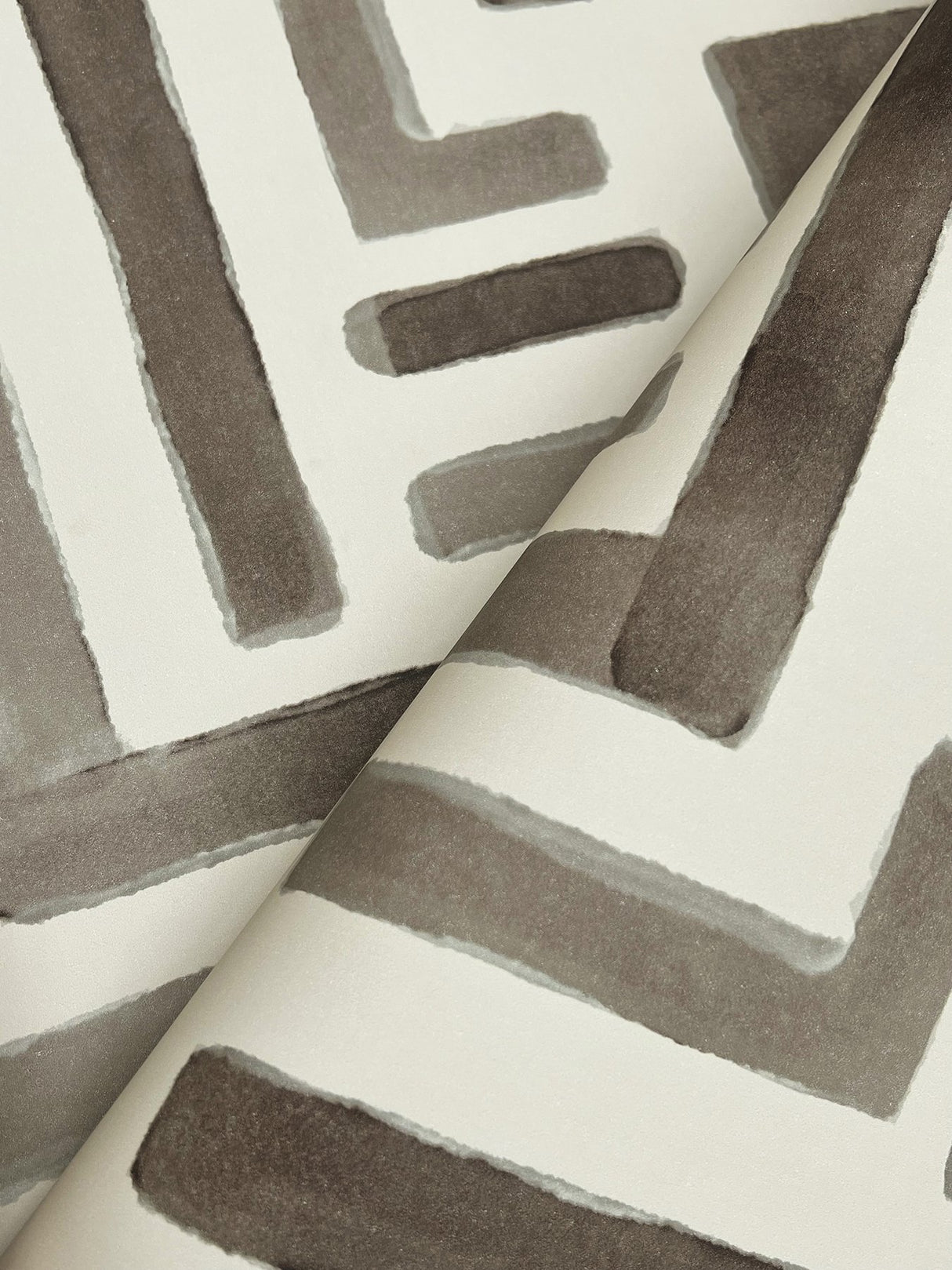 Painterly Labyrinth Warm Neutral Wallpaper with Geometric Watercolor Maze Motif - York LM5363