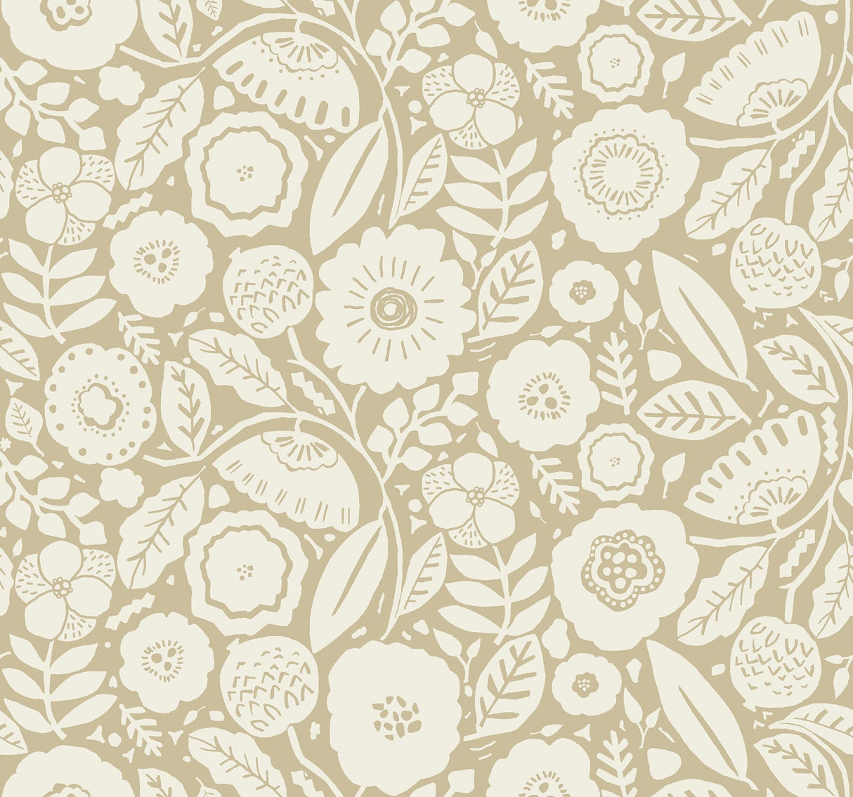 Camille Blossom Ochre Wallpaper with Floral Feature Wall Pattern - York LM5392