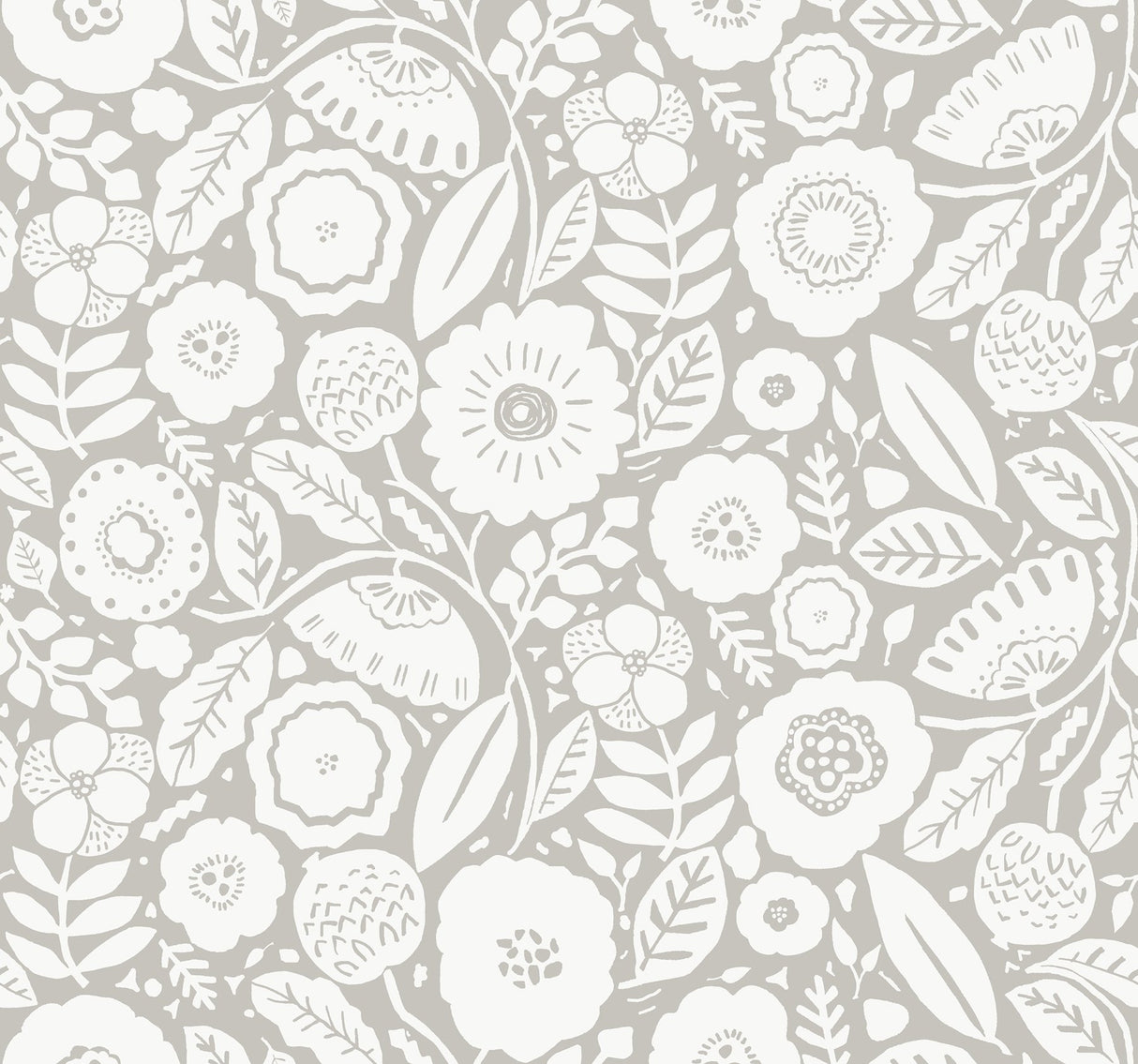 Camille Blossom Grey Wallpaper with Floral Feature Wall Pattern - York LM5393