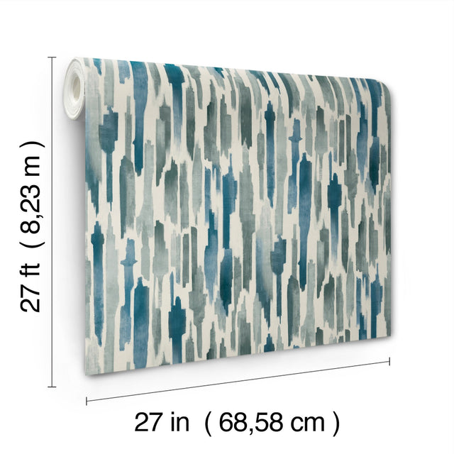 Pluie Ocean Blue Painterly Watercolor Wallpaper - York LM5401
