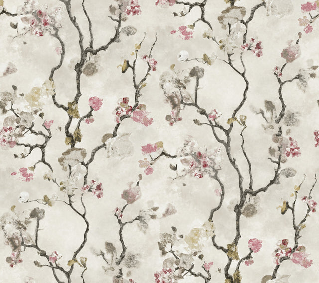 Avril Chinoiserie Rose Wallpaper with Traditional Floral Branch Motif - York LM5411