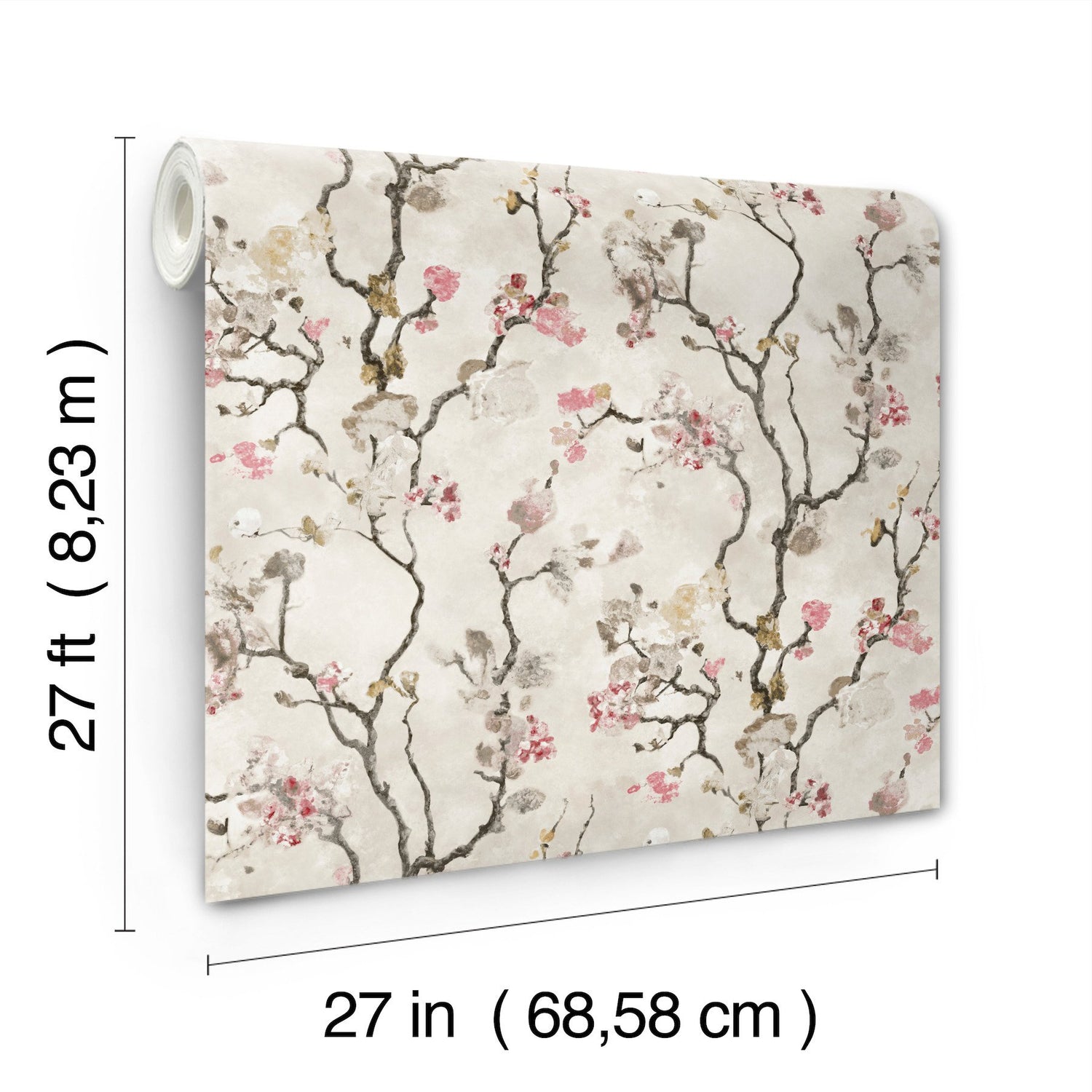 Avril Chinoiserie Rose Wallpaper with Traditional Floral Branch Motif - York LM5411