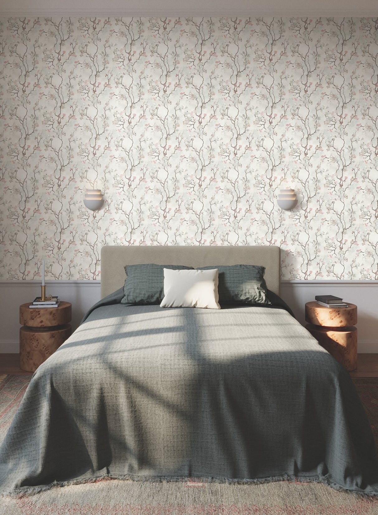 Avril Chinoiserie Blush Wallpaper with Traditional Floral Chinoiserie Motif - York LM5414
