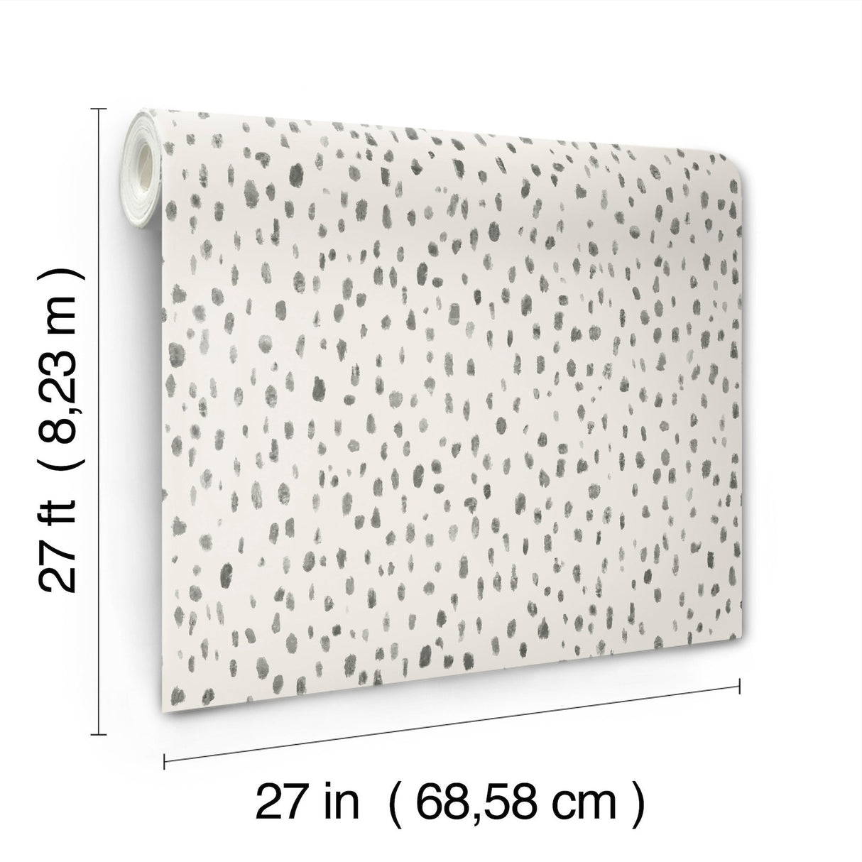 Tachette Charcoal Wallpaper with Watercolor Dot Motif - York LM5424