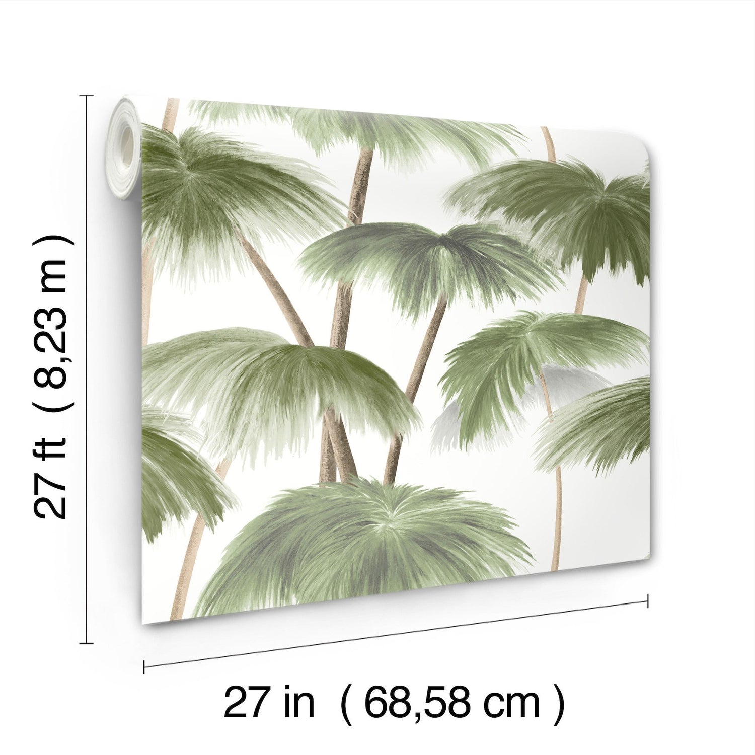 Plein Air Palms Green Wallpaper with Tropical Palm Frond Motif - LM5431