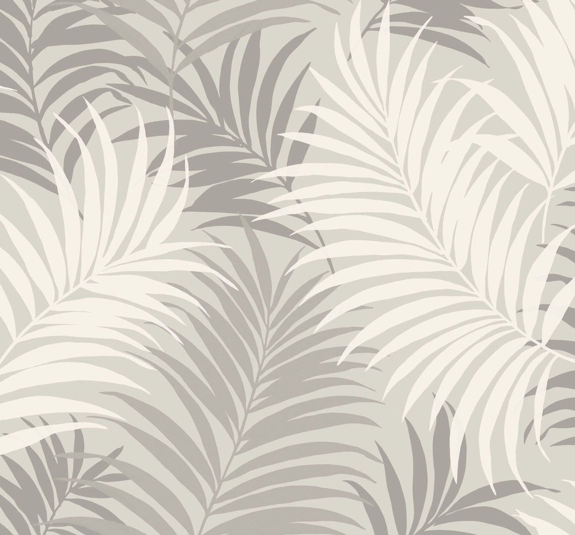 Via Palma palm leaf wallpaper in Cove Gray and Winter Fog